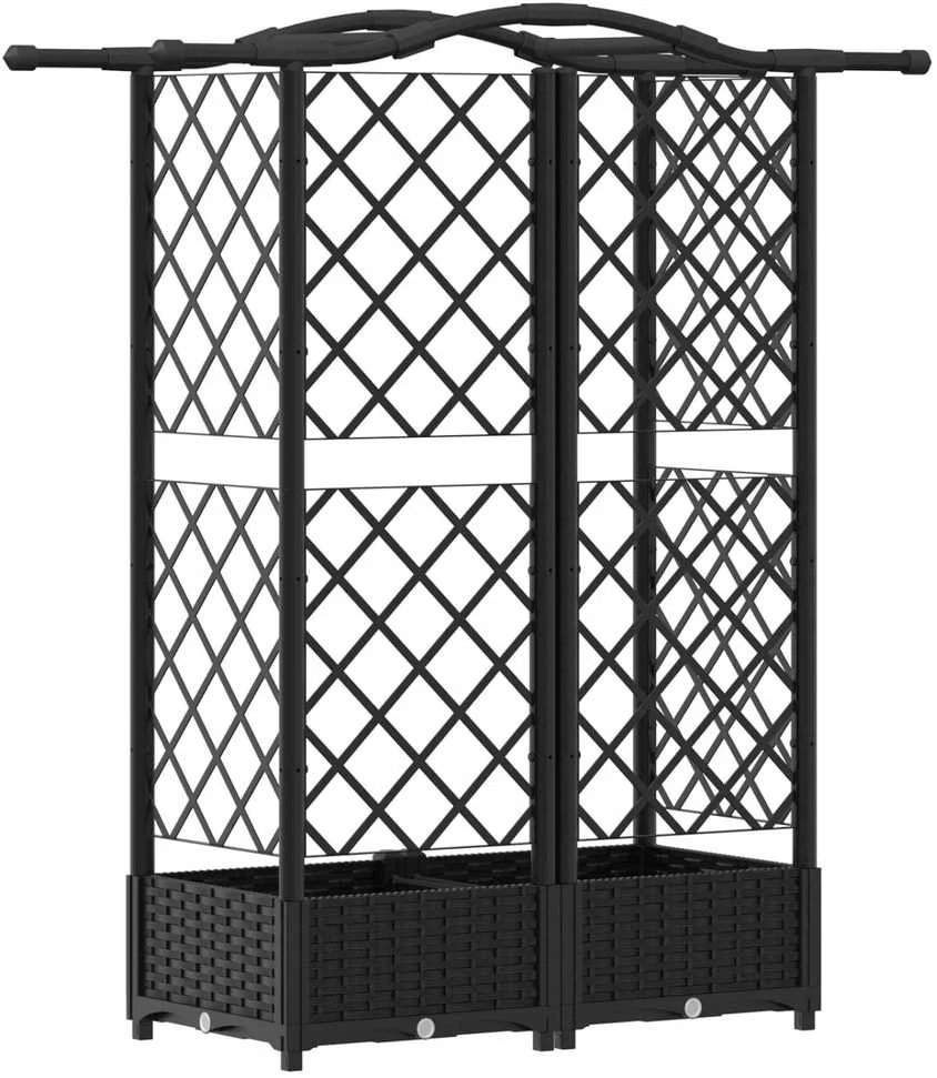 Pakeltas lovas su trelėmis ir stogu Juoda 124 x 40 x 123 cm PP