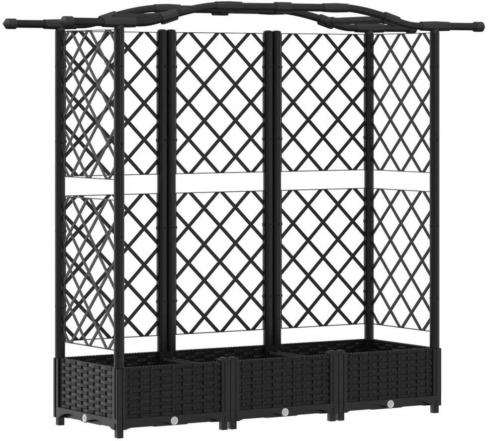 Pakeltas lovas su trelėmis ir stogu Juoda 163 x 40 x 123 cm PP