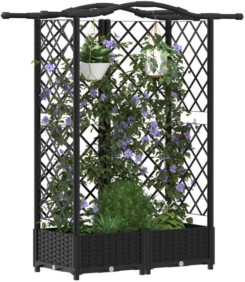 Pakeltas lovas su trelėmis ir stogu Juoda 124 x 40 x 123 cm PP