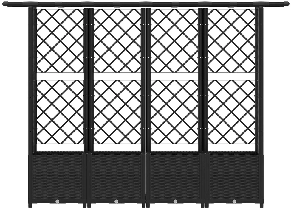 Pakeltas lovas su trelėmis ir stogu Juoda 203 x 40 x 136 cm PP