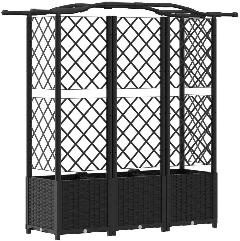 Pakeltas lovas su trelėmis ir stogu Juoda 163 x 40 x 138 cm PP