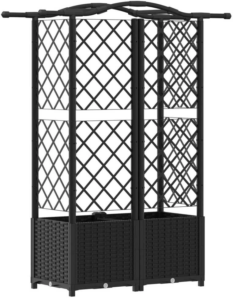 Pakeltas lovas su trelėmis ir stogu Juoda 122 x 40 x 138 cm PP
