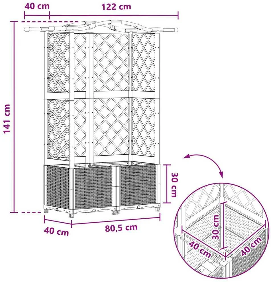 Pakeltas lovas su trelėmis ir stogu Juoda 122 x 40 x 138 cm PP