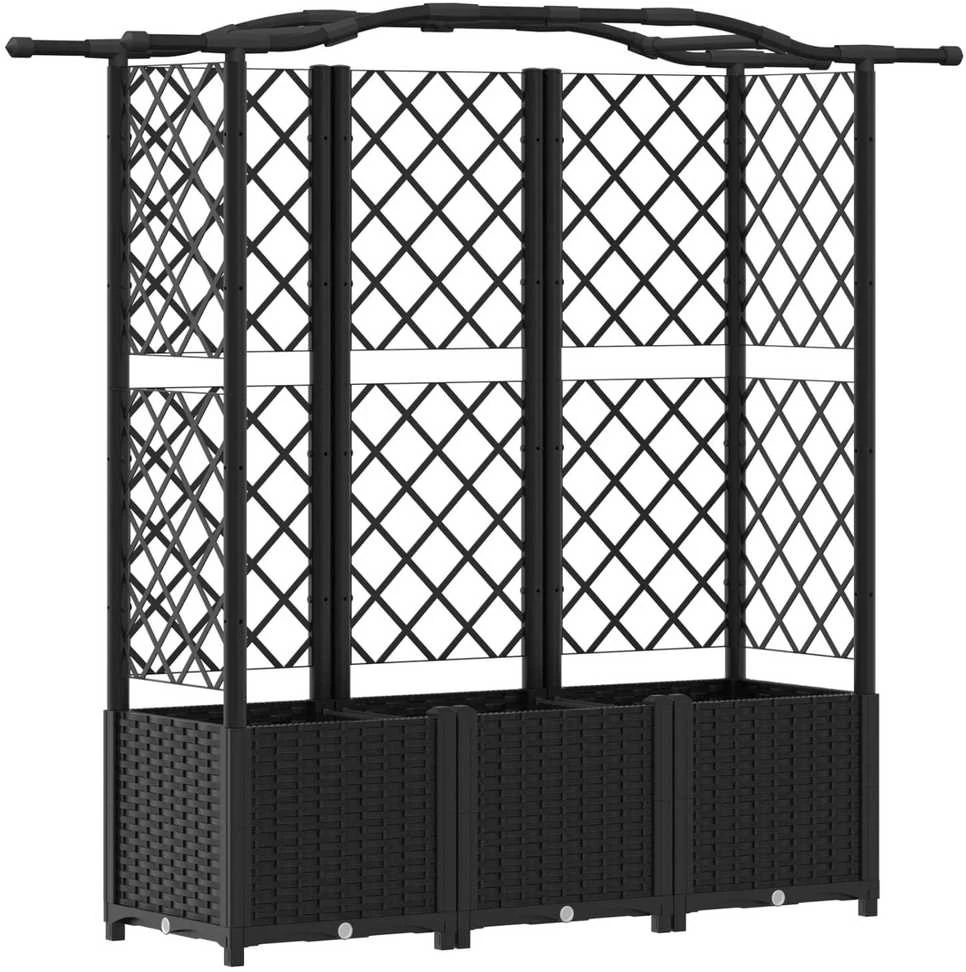 Pakeltas lovas su trelėmis ir stogu Juoda 163 x 40 x 138 cm PP