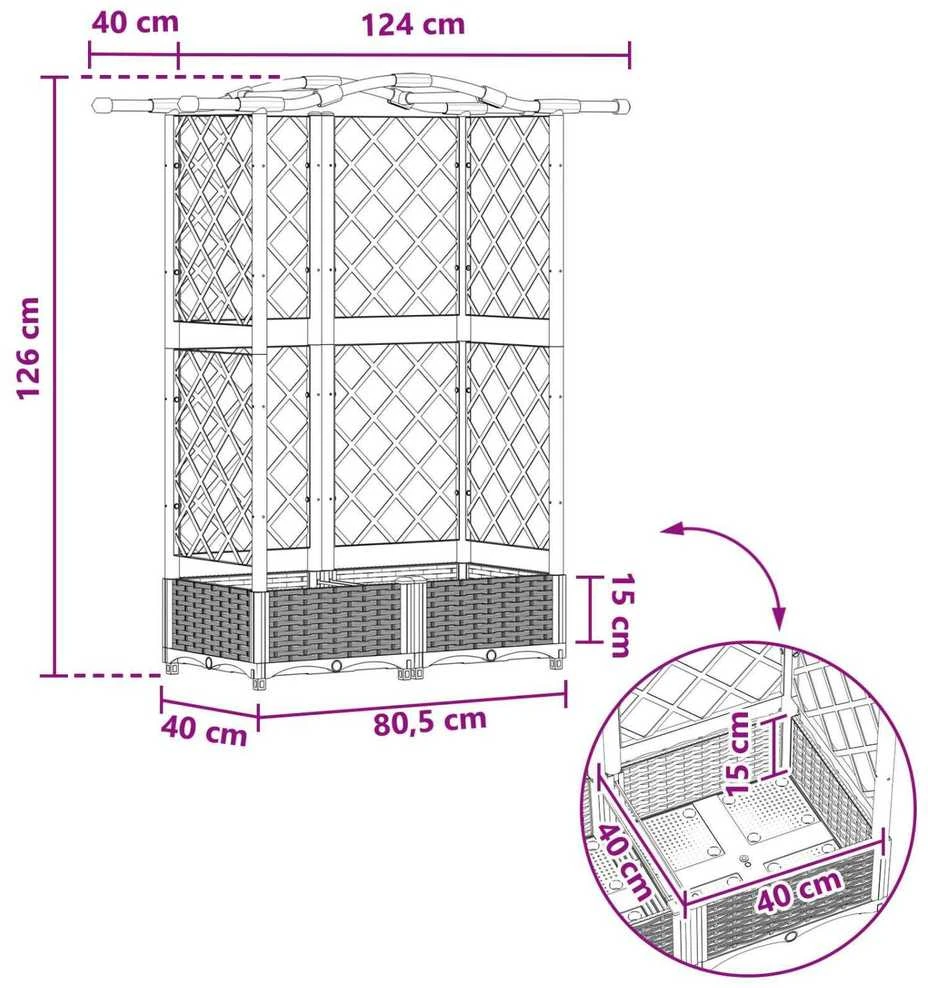 Pakeltas lovas su trelėmis ir stogu Juoda 124 x 40 x 123 cm PP