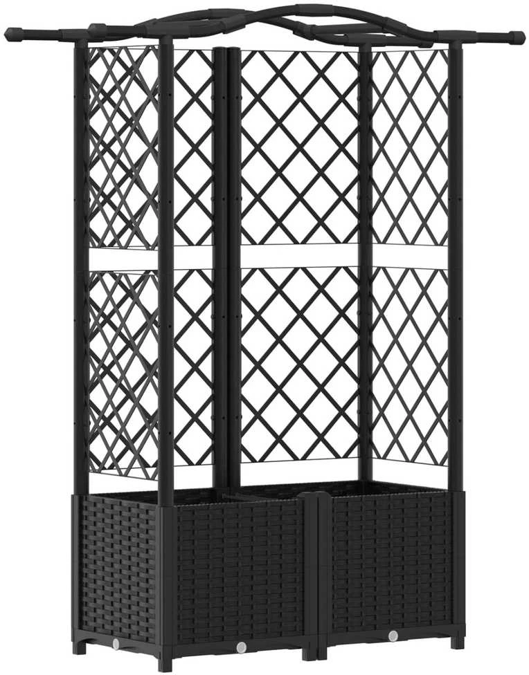 Pakeltas lovas su trelėmis ir stogu Juoda 122 x 40 x 138 cm PP