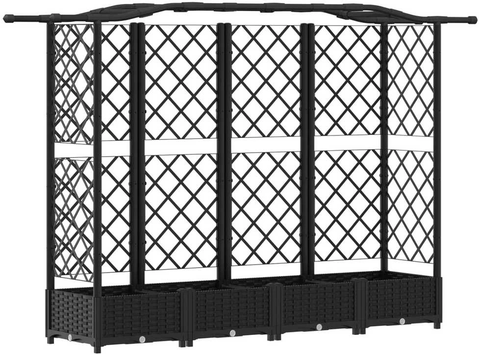 Pakeltas lovas su trelėmis ir stogu Juoda 203,5 x 40 x 123 cm