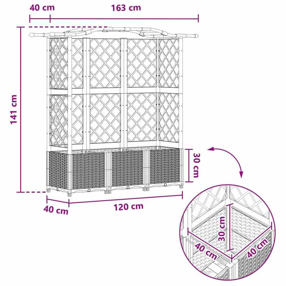 Pakeltas lovas su trelėmis ir stogu Juoda 163 x 40 x 138 cm PP