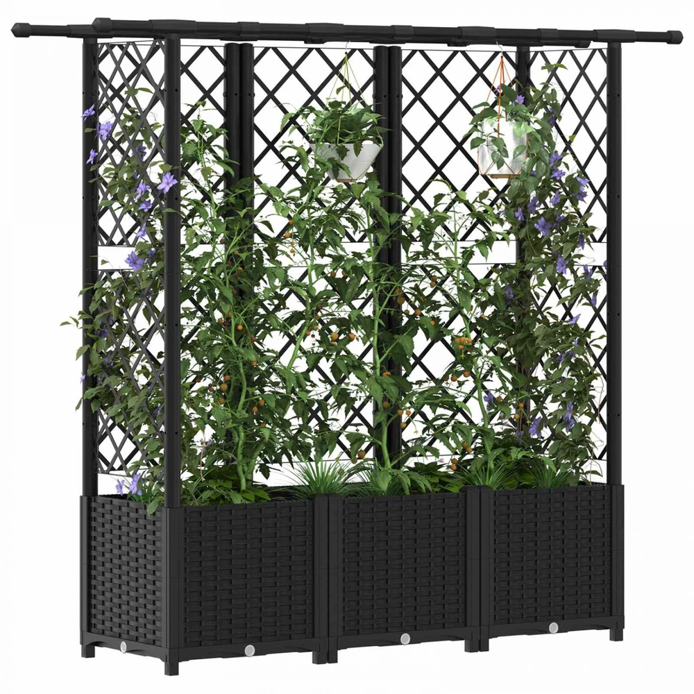 Pakeltas lovas su trelėmis ir stogu Juoda 162,5 x 40 x 136 cm