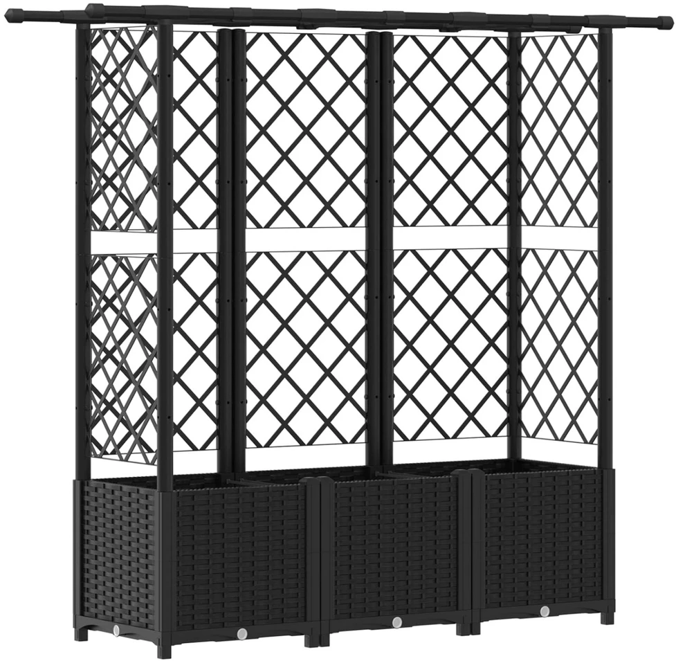 Pakeltas lovas su trelėmis ir stogu Juoda 162,5 x 40 x 136 cm