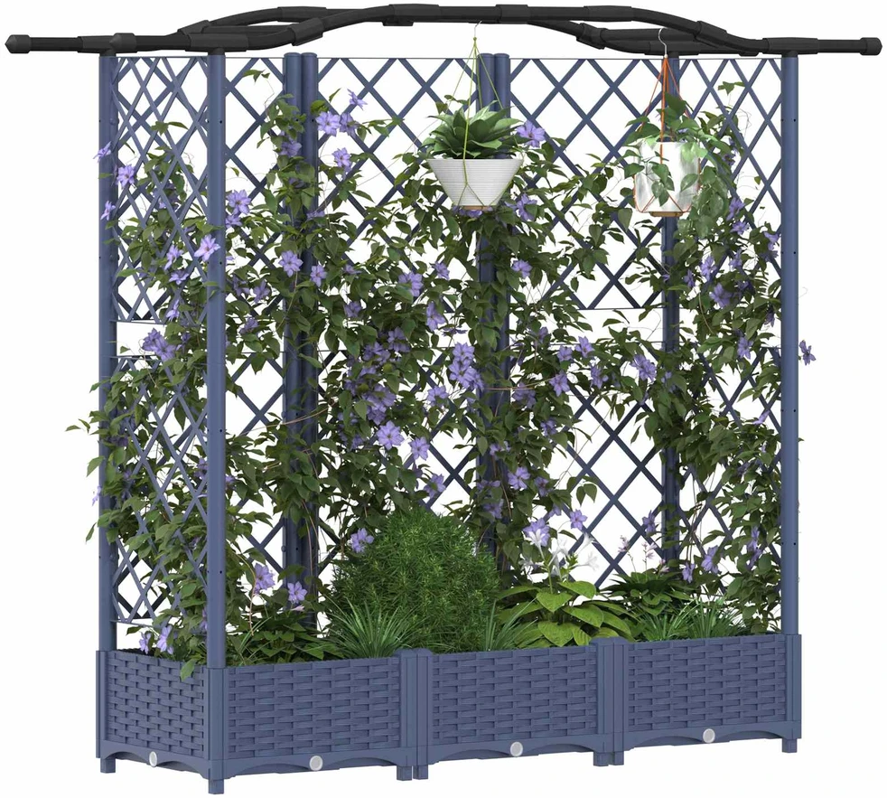 Pakeltas lovas su trelėmis ir stogu Pilka 163 x 40 x 123 cm PP