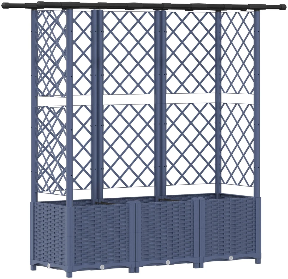 Pakeltas lovas su trelėmis ir stogu Pilka 163,5 x 40 x 136 cm