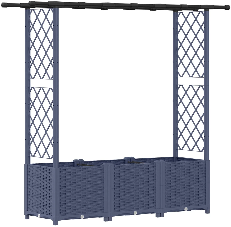 Pakeltas lovas su trelėmis ir stogu Pilka 162,5 x 40 x 136 cm