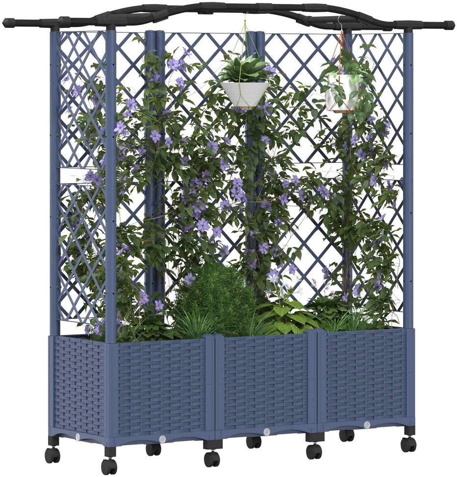 Pakeltas lovas su trelėmis ir stogu Pilka 163 x 40 x 144 cm PP