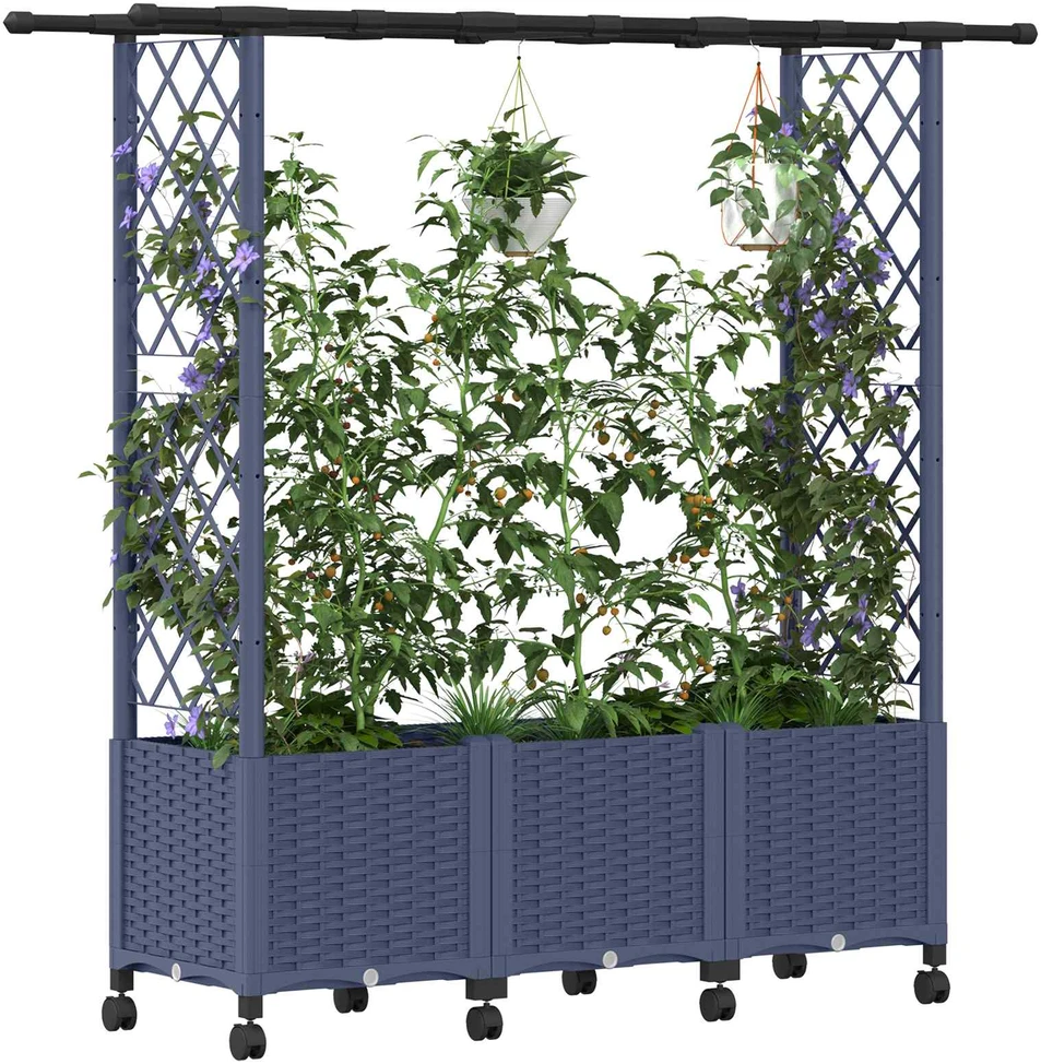 Pakeltas lovas su trelėmis ir stogu Pilka 162,5 x 40 x 142 cm