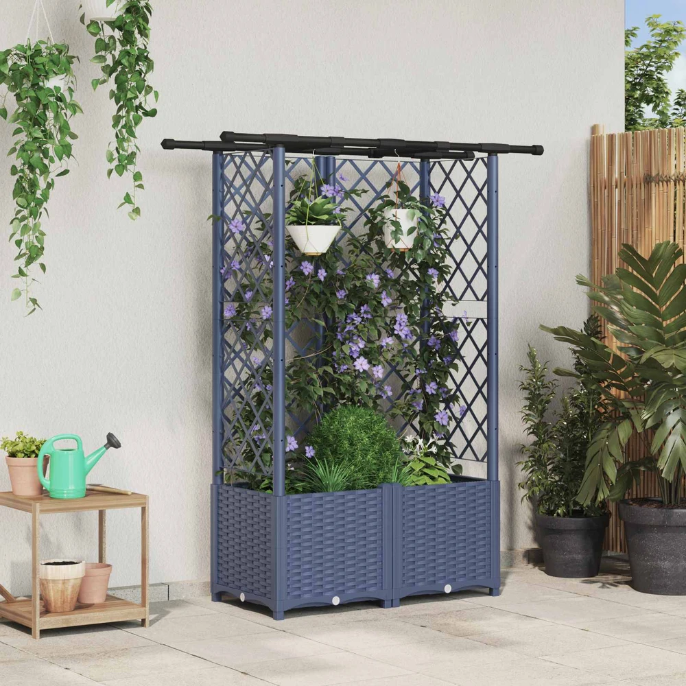 Pakeltas lovas su trelėmis ir stogu Pilka 124 x 40 x 136 cm PP