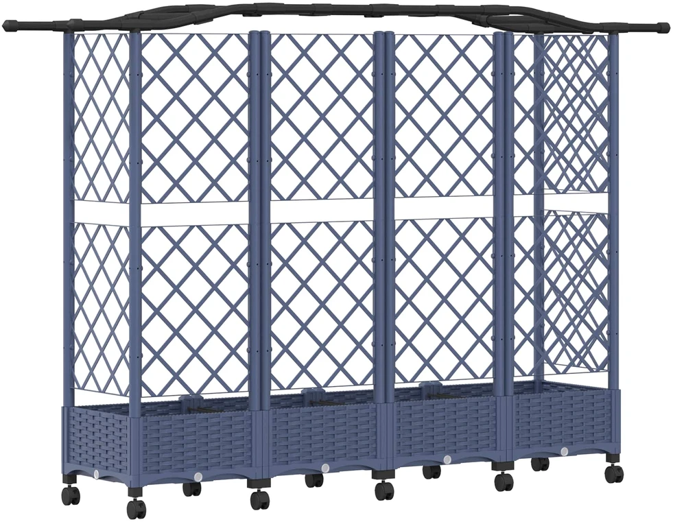 Pakeltas lovas su trelėmis ir stogu Pilka 203,5 x 40 x 129 cm