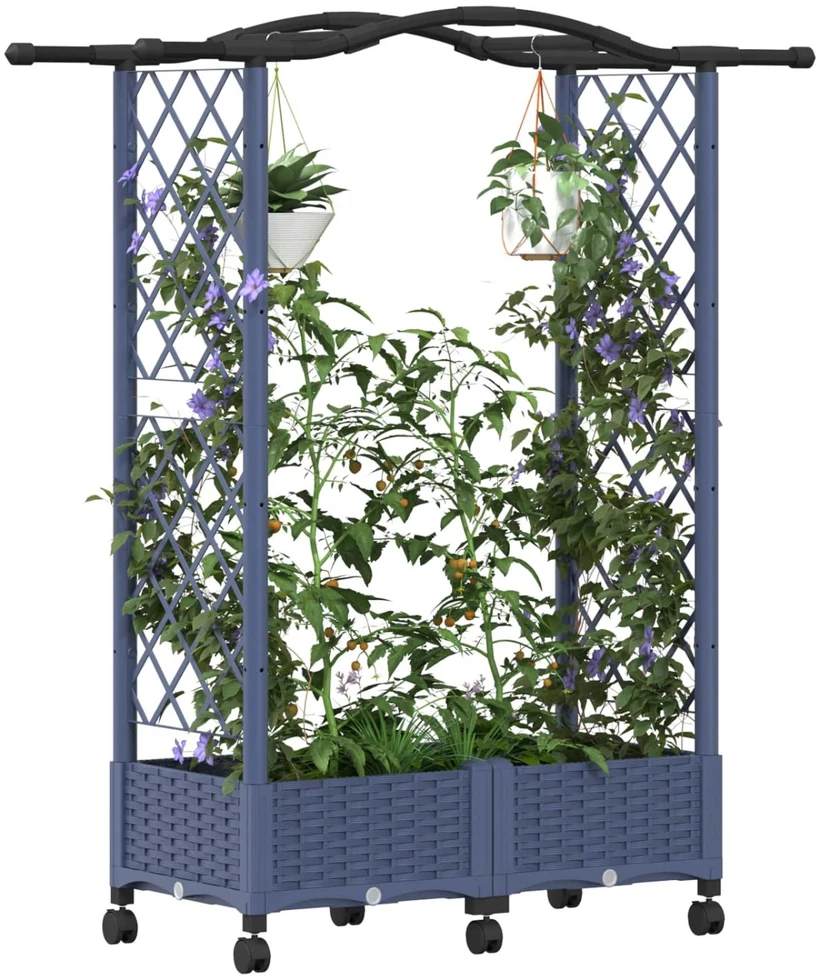 Pakeltas lovas su trelėmis ir stogu Pilka 124 x 40 x 129 cm PP