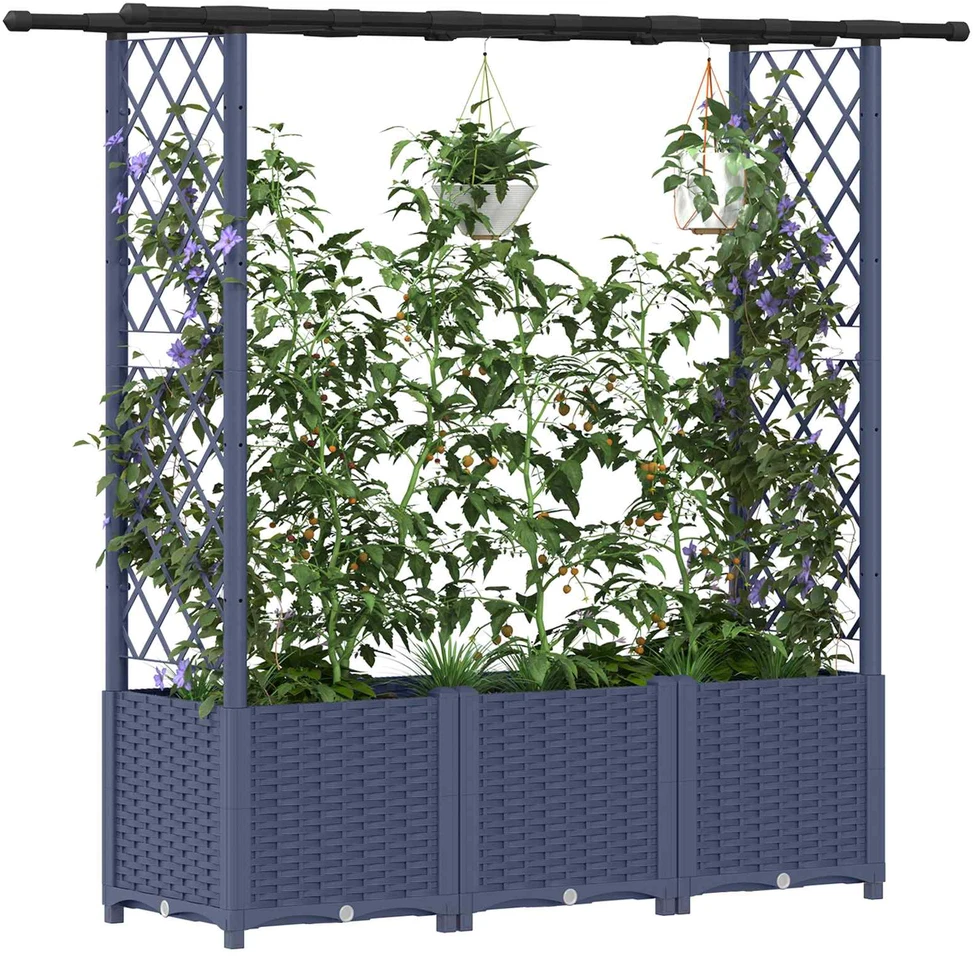 Pakeltas lovas su trelėmis ir stogu Pilka 162,5 x 40 x 136 cm