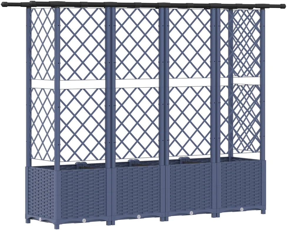 Pakeltas lovas su trelėmis ir stogu Pilka 202 x 40 x 136 cm PP
