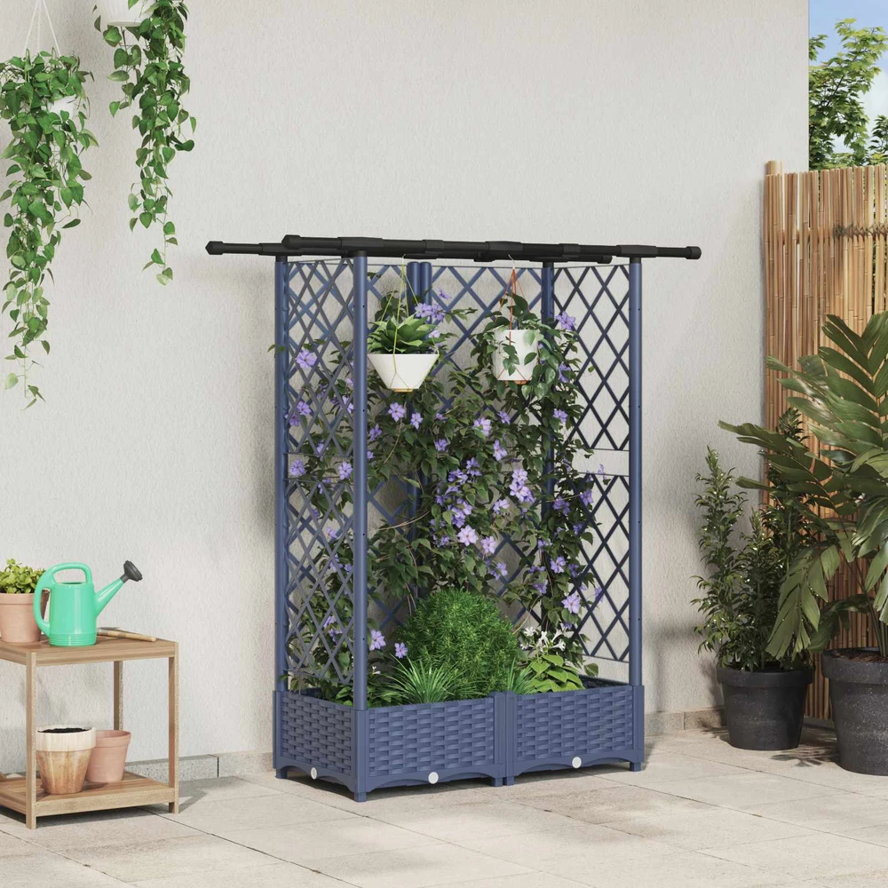 Pakeltas lovas su trelėmis ir stogu Pilka 124 x 40 x 121 cm PP