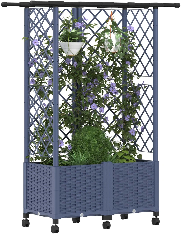 Pakeltas lovas su trelėmis ir stogu Pilka 124 x 40 x 142 cm PP