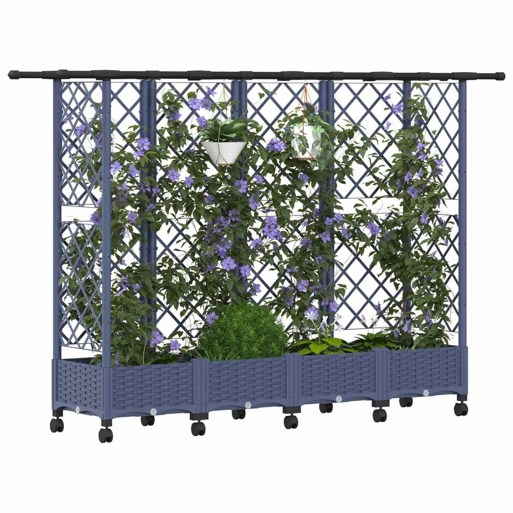 Pakeltas lovas su trelėmis ir stogu Pilka 202,5 x 40 x 127 cm