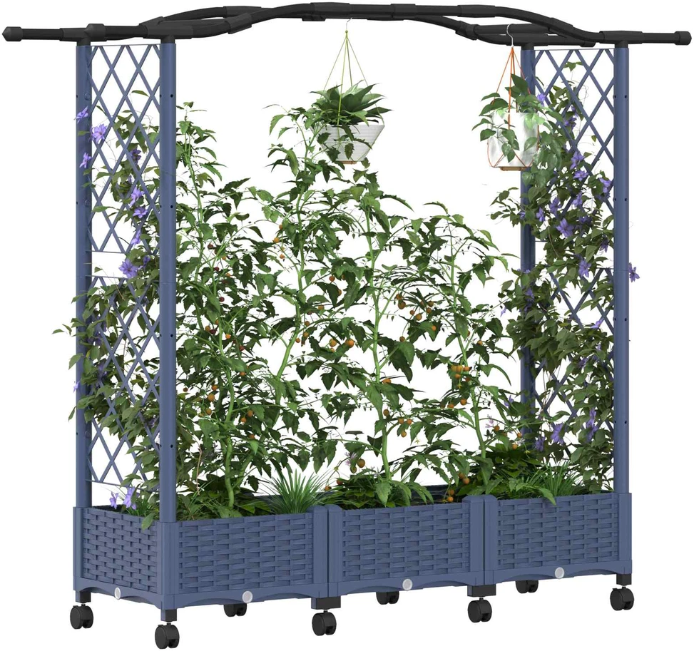 Pakeltas lovas su trelėmis ir stogu Pilka 169 x 40 x 129 cm PP
