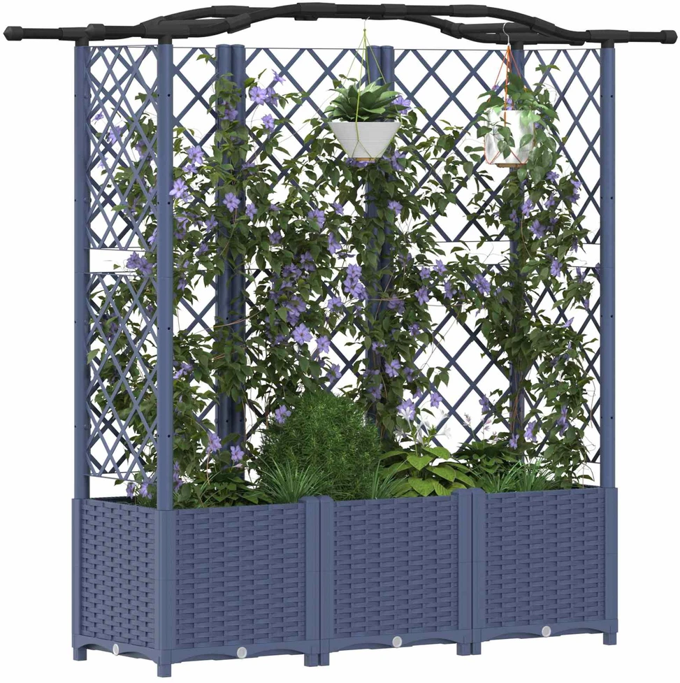Pakeltas lovas su trelėmis ir stogu Pilka 163 x 40 x 138 cm PP
