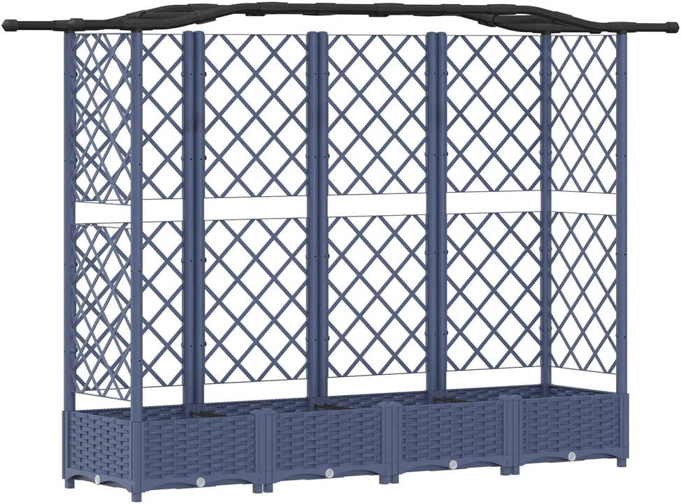 Pakeltas lovas su trelėmis ir stogu Pilka 203,5 x 40 x 123 cm
