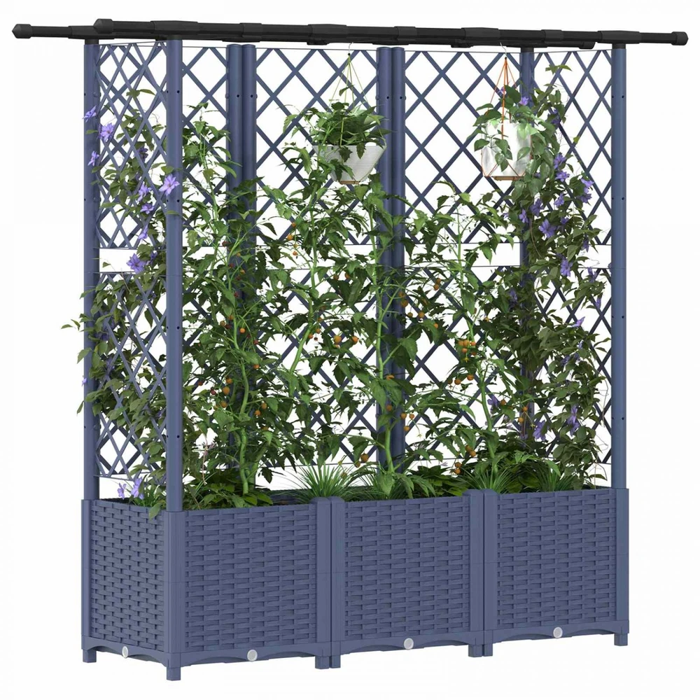 Pakeltas lovas su trelėmis ir stogu Pilka 162,5 x 40 x 136 cm