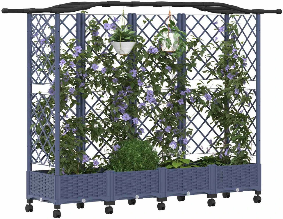 Pakeltas lovas su trelėmis ir stogu Pilka 203,5 x 40 x 129 cm
