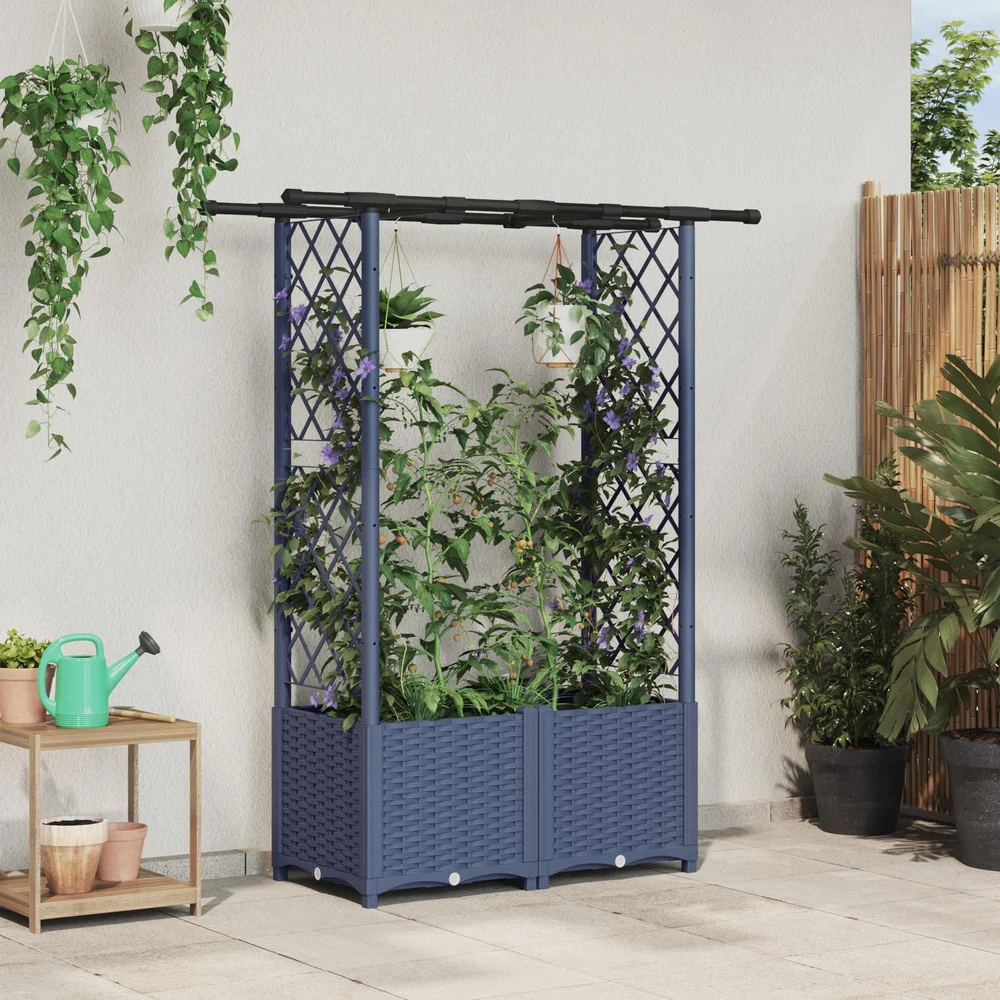 Pakeltas lovas su trelėmis ir stogu Pilka 124,5 x 40 x 136 cm