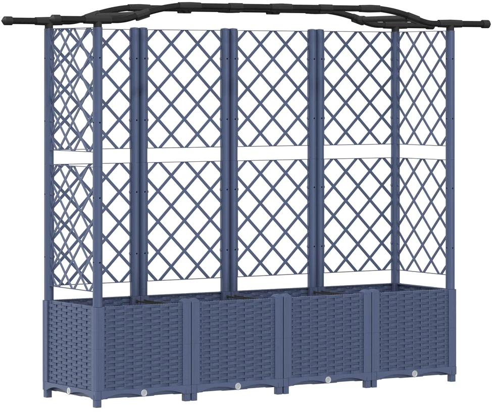 Pakeltas lovas su trelėmis ir stogu Pilka 204 x 40 x 138 cm PP