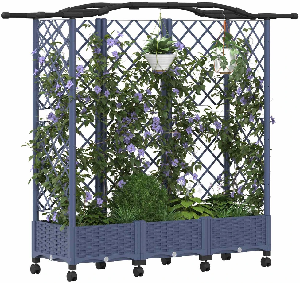 Pakeltas lovas su trelėmis ir stogu Pilka 163 x 40 x 129 cm PP
