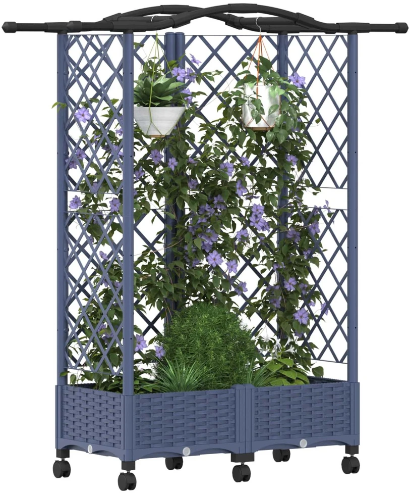 Pakeltas lovas su trelėmis ir stogu Pilka 124 x 40 x 129 cm PP