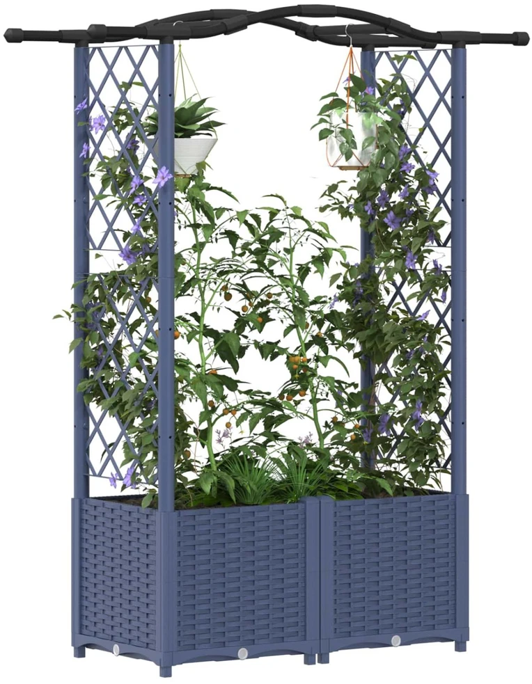 Pakeltas lovas su trelėmis ir stogu Pilka 125 x 40 x 138 cm PP