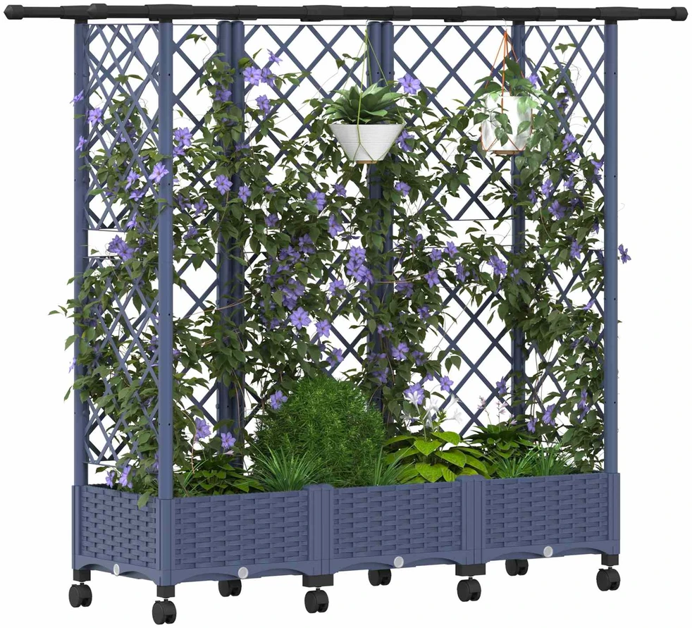 Pakeltas lovas su trelėmis ir stogu Pilka 164 x 40 x 127 cm PP