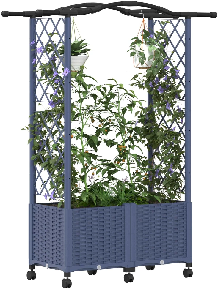 Pakeltas lovas su trelėmis ir stogu Pilka 125 x 40 x 144 cm PP