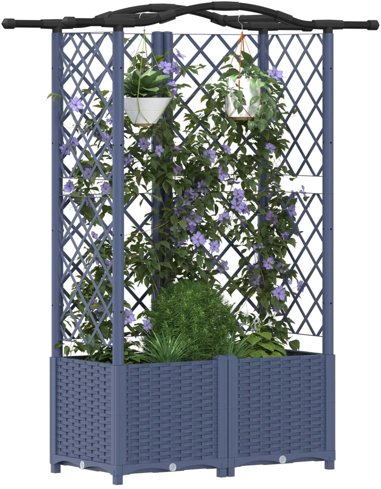 Pakeltas lovas su trelėmis ir stogu Pilka 122 x 40 x 138 cm PP