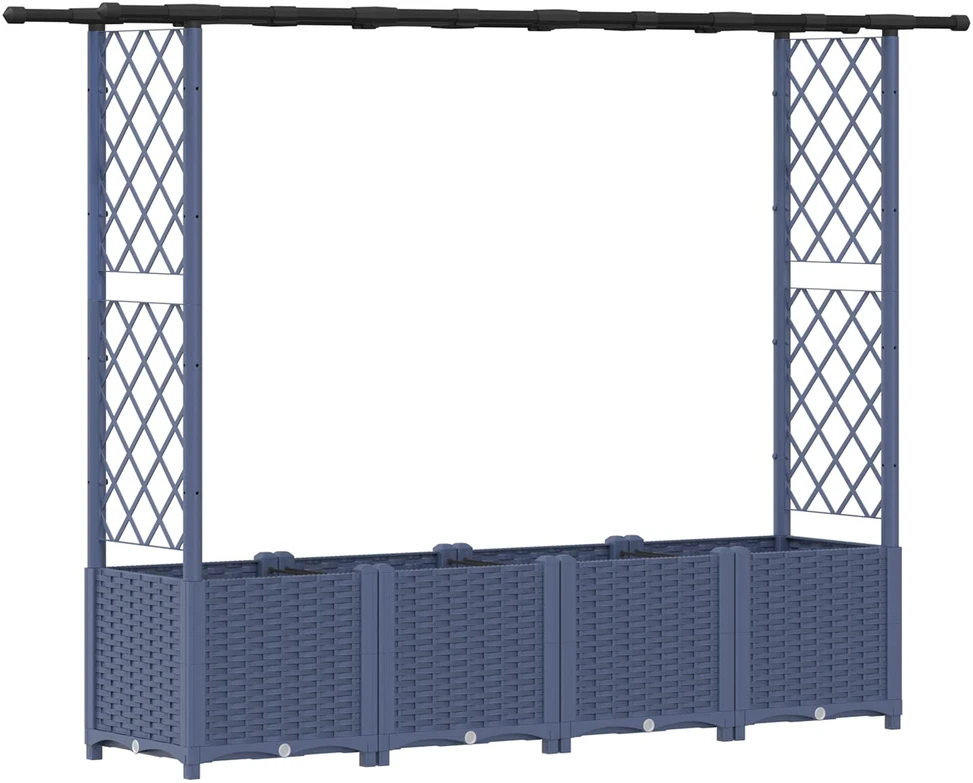 Pakeltas lovas su trelėmis ir stogu Pilka 203 x 40 x 136 cm PP