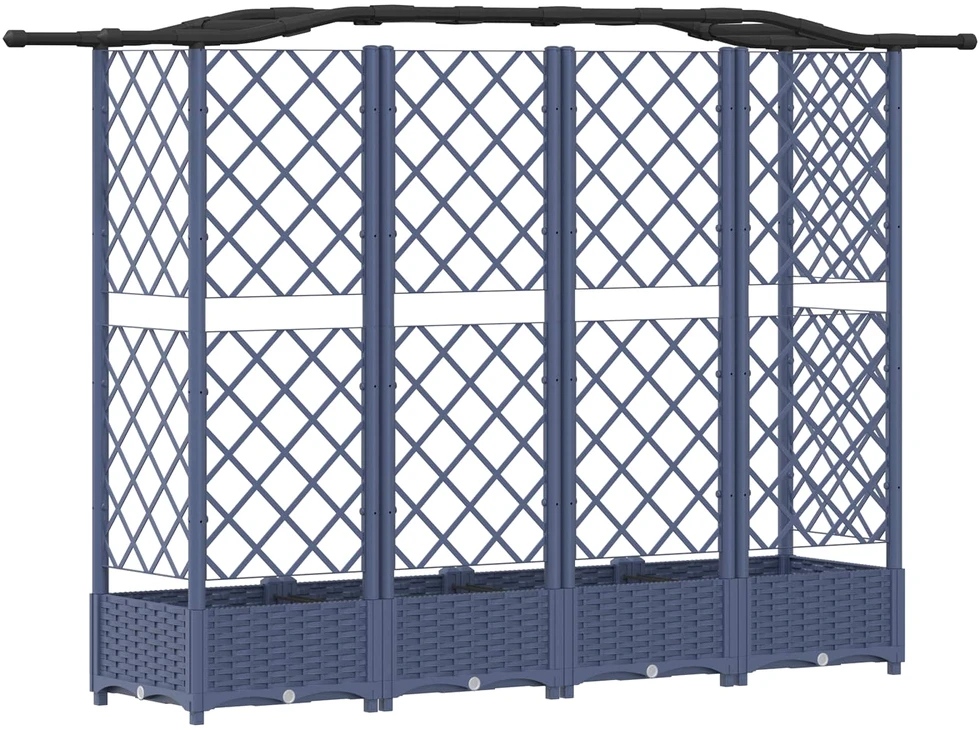 Pakeltas lovas su trelėmis ir stogu Pilka 203,5 x 40 x 123 cm