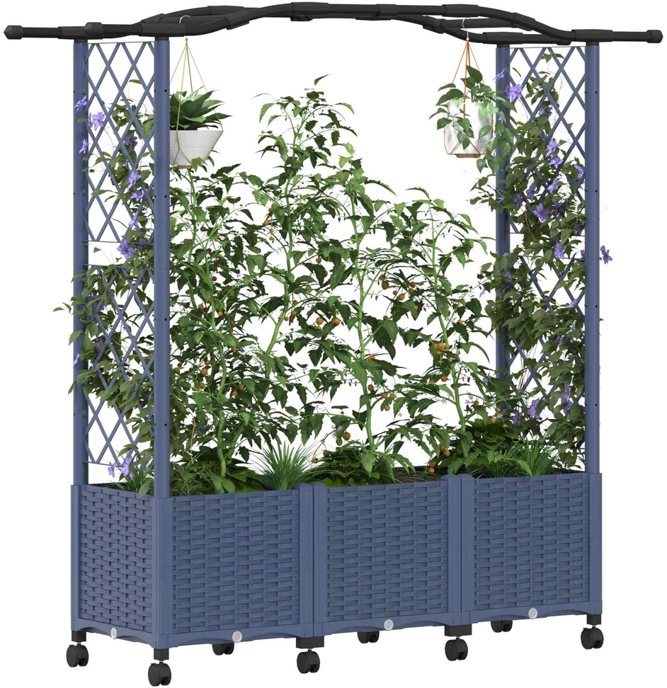 Pakeltas lovas su trelėmis ir stogu Pilka 164 x 40 x 144 cm PP