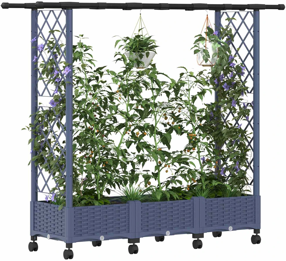 Pakeltas lovas su trelėmis ir stogu Pilka 164 x 40 x 127 cm PP