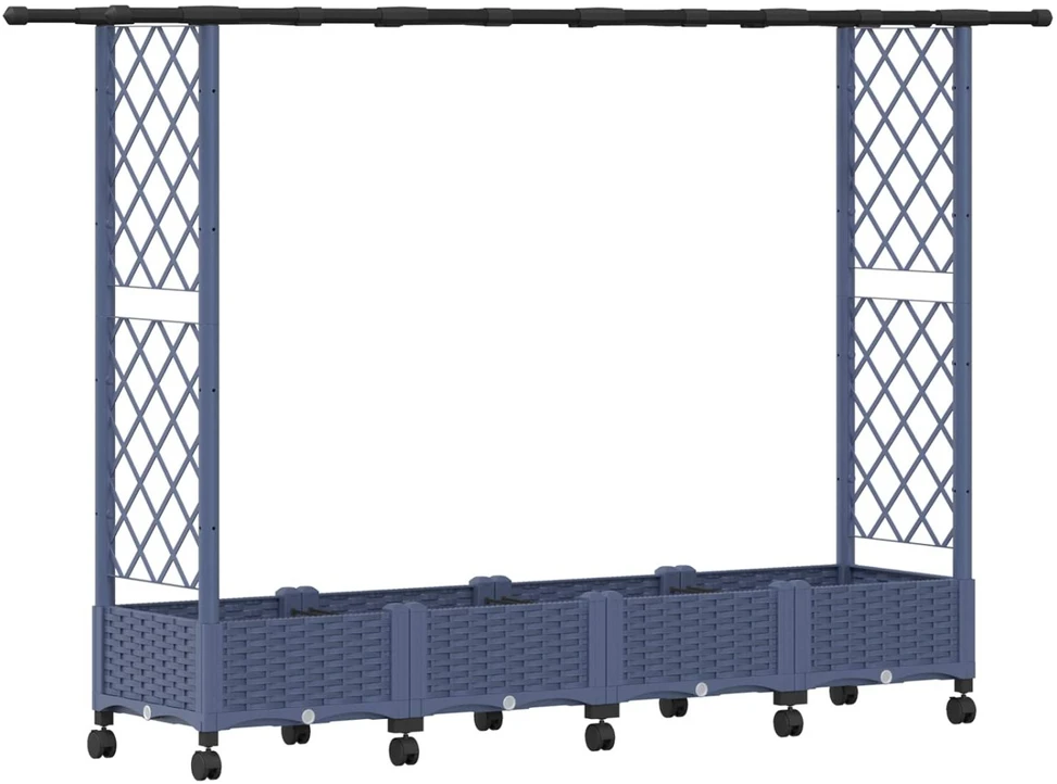 Pakeltas lovas su trelėmis ir stogu Pilka 203 x 40 x 127 cm PP