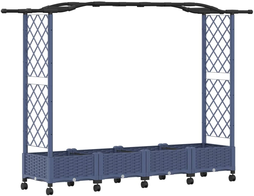 Pakeltas lovas su trelėmis ir stogu Pilka 207 x 40 x 129 cm PP