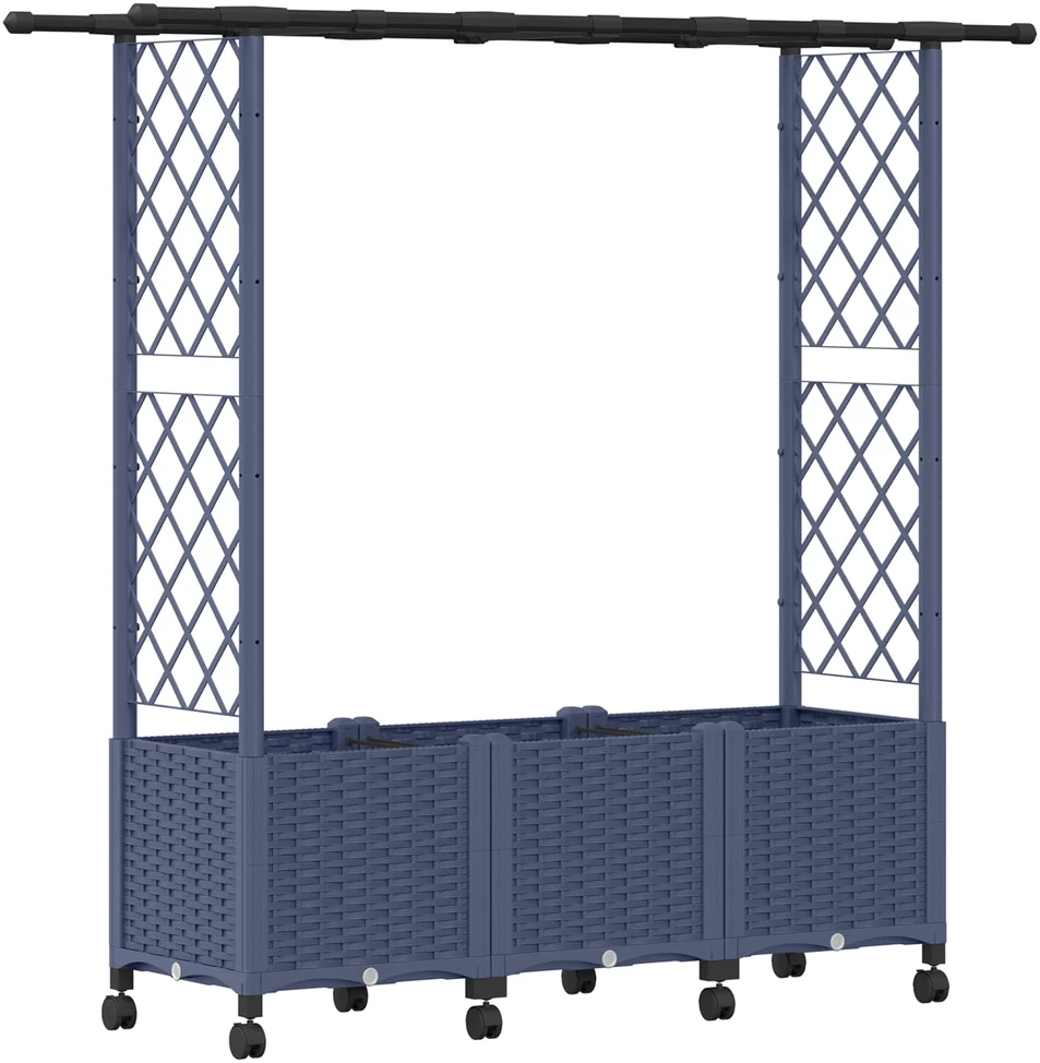 Pakeltas lovas su trelėmis ir stogu Pilka 162,5 x 40 x 142 cm