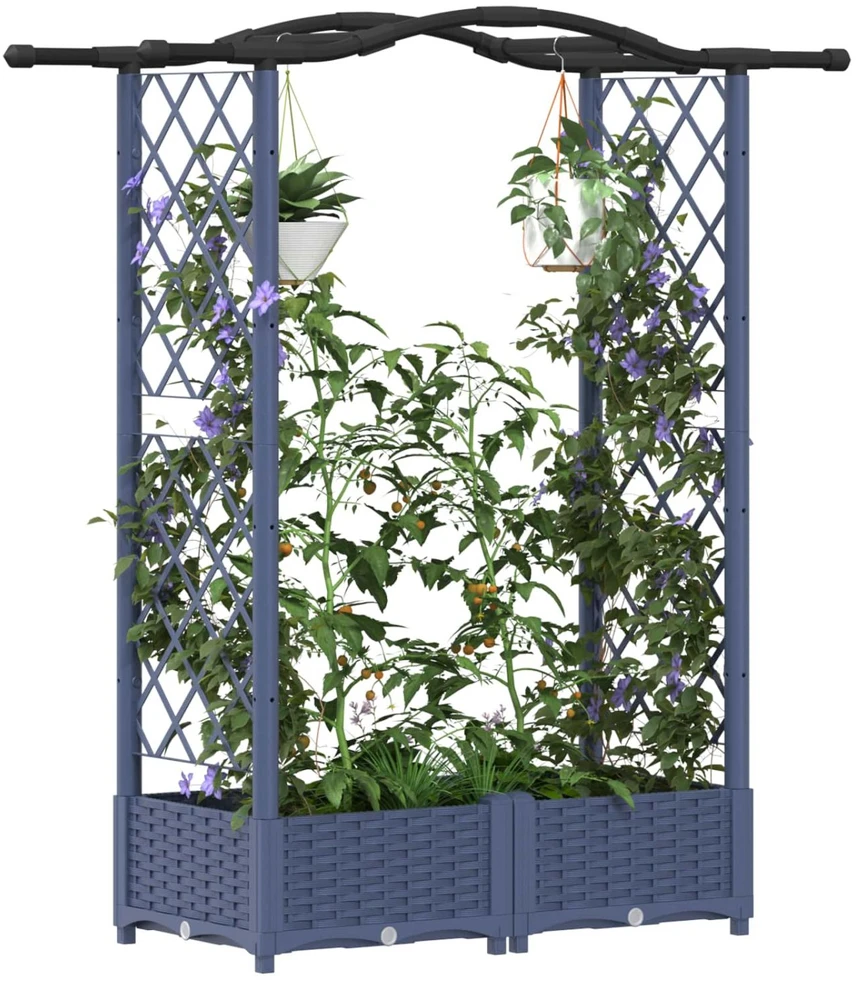 Pakeltas lovas su trelėmis ir stogu Pilka 124 x 40 x 123 cm PP