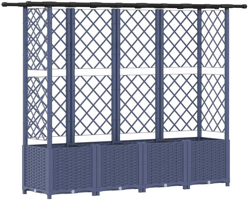 Pakeltas lovas su trelėmis ir stogu Pilka 203 x 40 x 136 cm PP