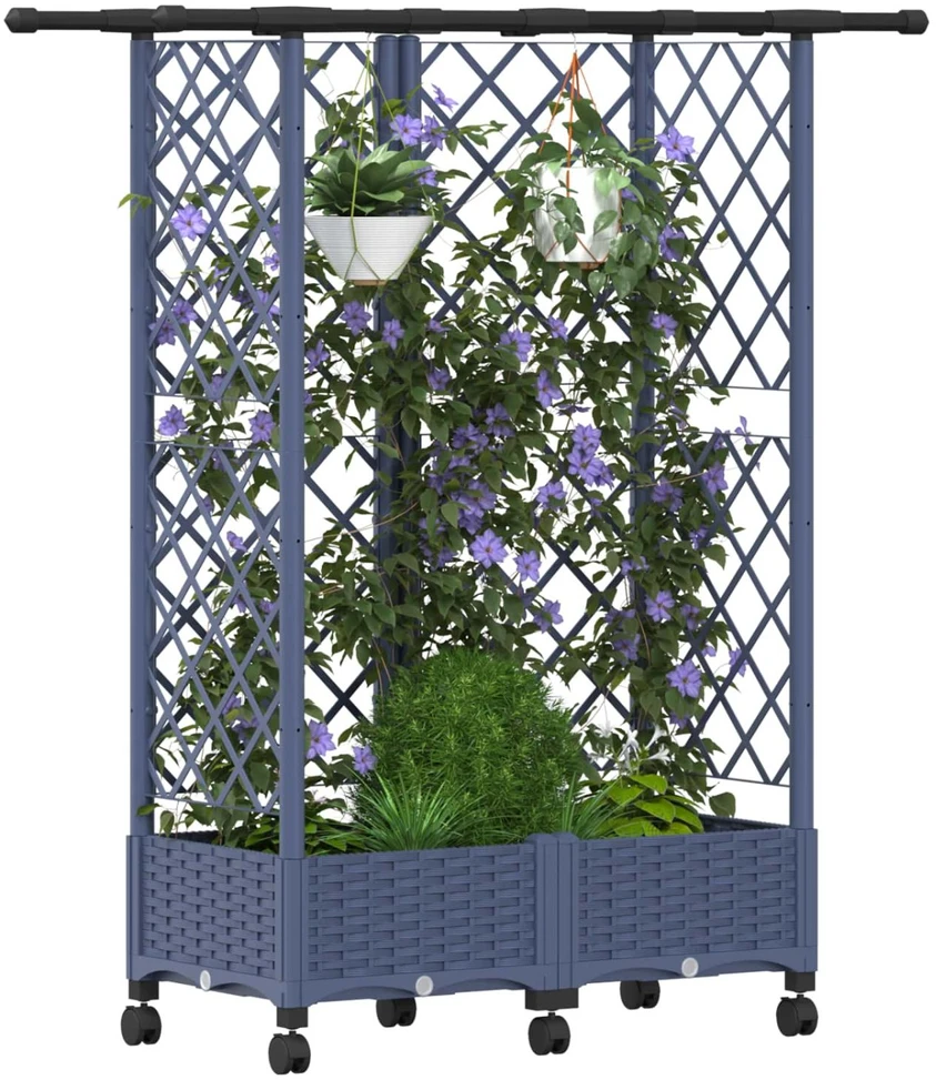 Pakeltas lovas su trelėmis ir stogu Pilka 124 x 40 x 127 cm PP
